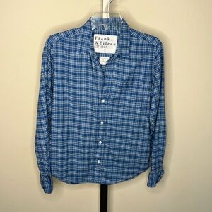 EUC Frank & Eileen Barry Blue Plaid Button Up 'Eileen' Shirt Small